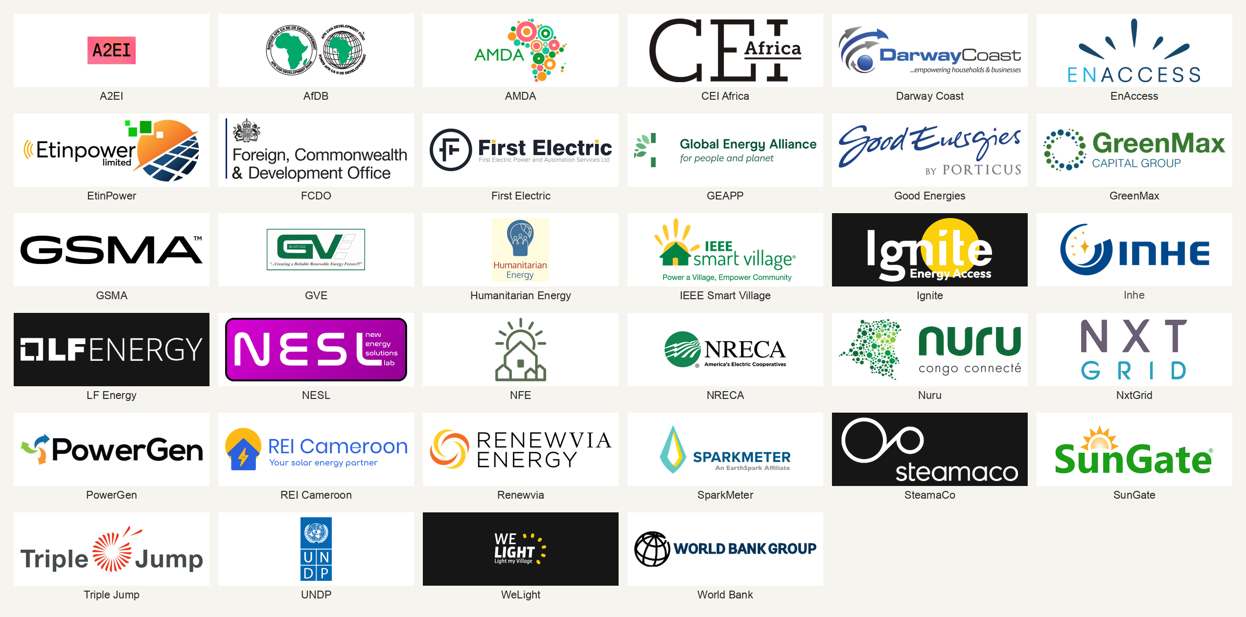 Logos of organisations on the Day 1 participant sheet